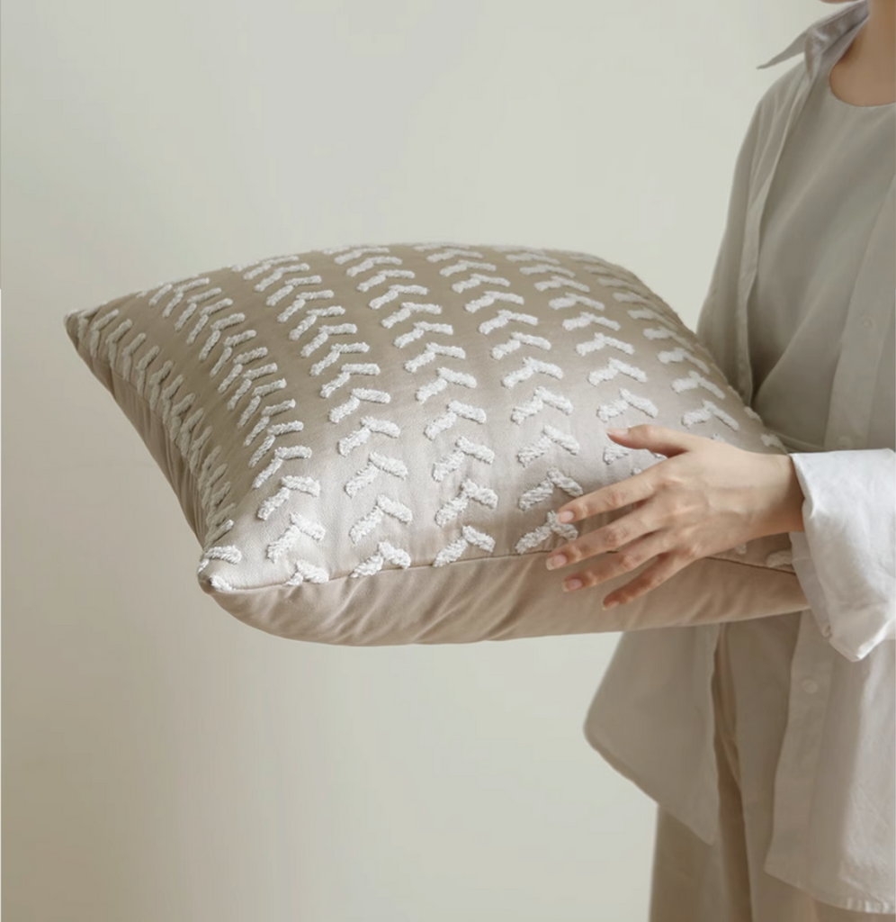 Alice Herringbone Taupe Cushion