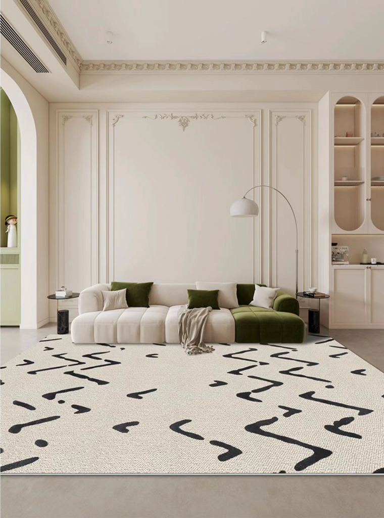 Avis Modern Boho Area Rug - Beige & Black