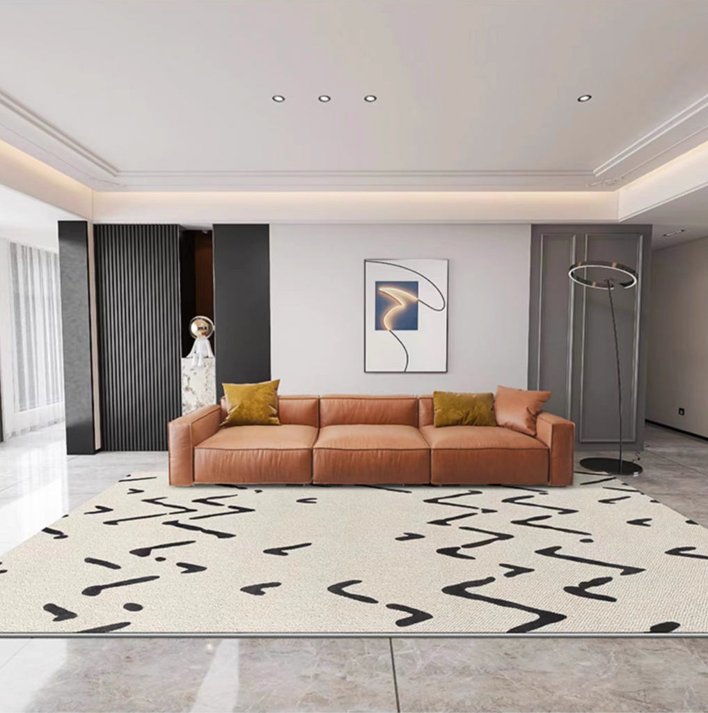 Avis Modern Boho Area Rug - Beige & Black