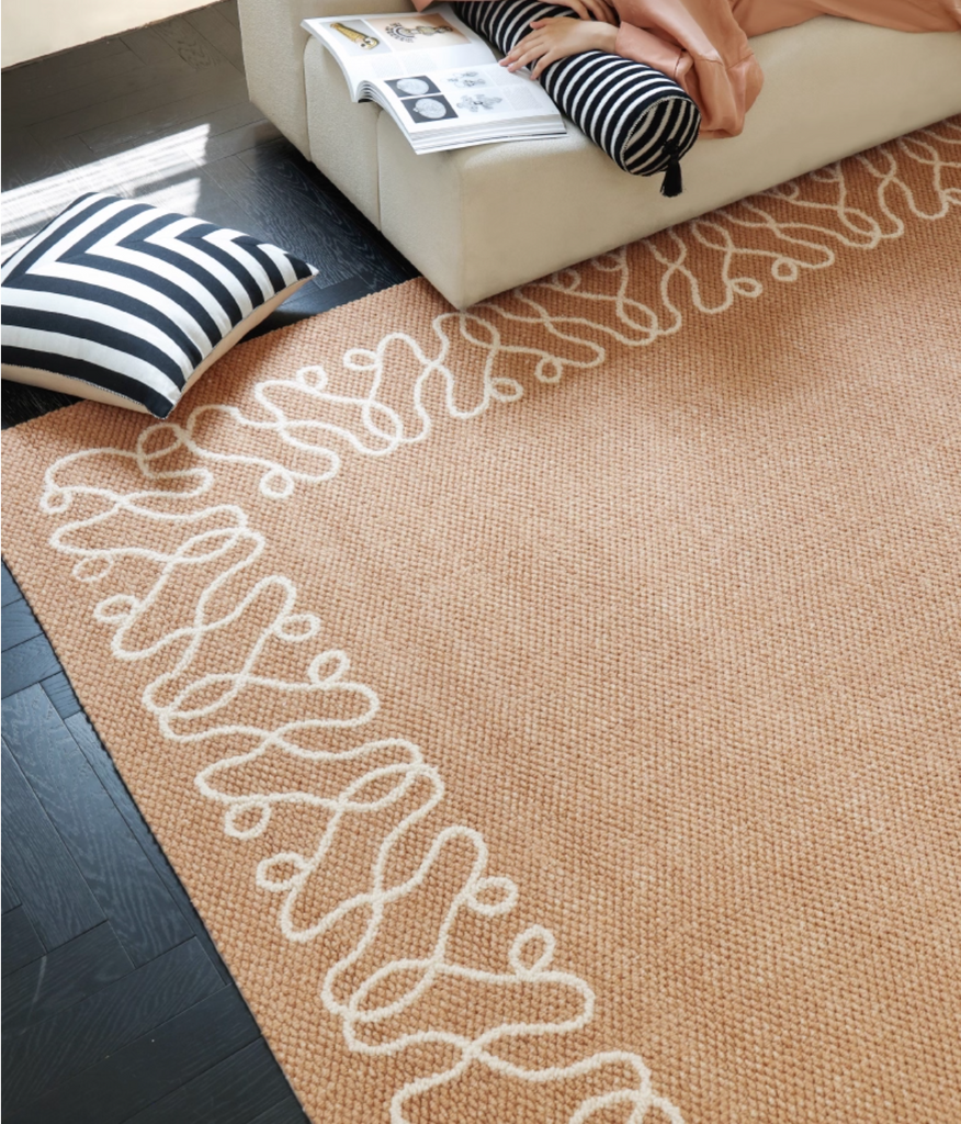Butterfly Wool Rug – Handwoven Modern Area Rug with Decorative Border