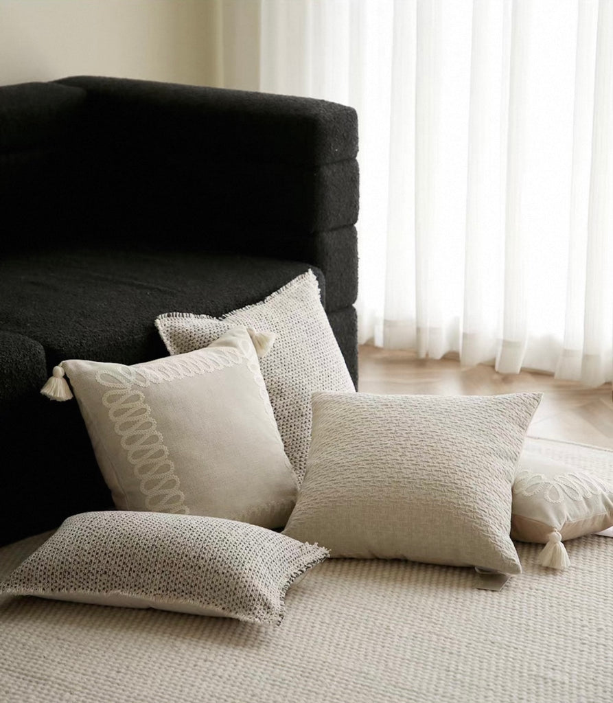 Nina Cushion – Handcrafted Knit Pillow with Tassels