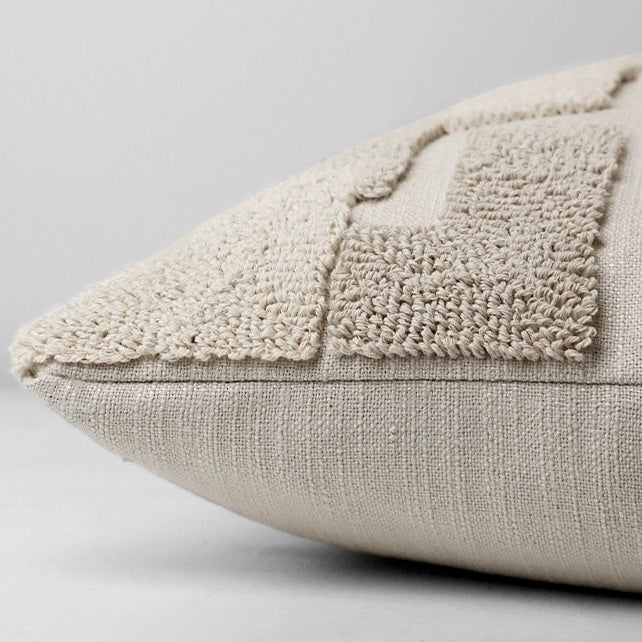 Luxe Neutral Loop Tufted Geometric Cushion