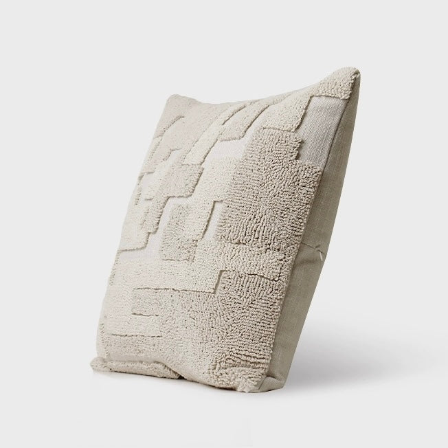 Luxe Neutral Loop Tufted Geometric Cushion