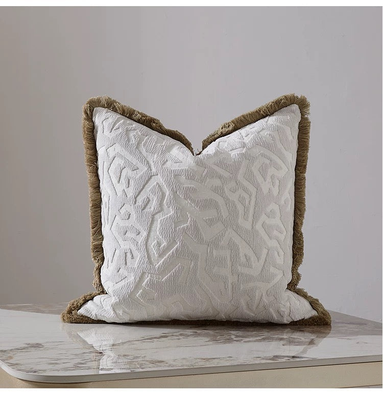 Surrey Textured Luxe Fringed Cushion