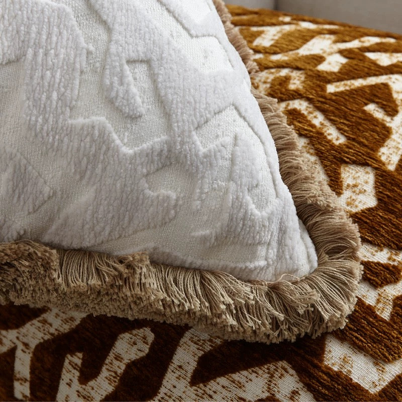 Surrey Textured Luxe Fringed Cushion