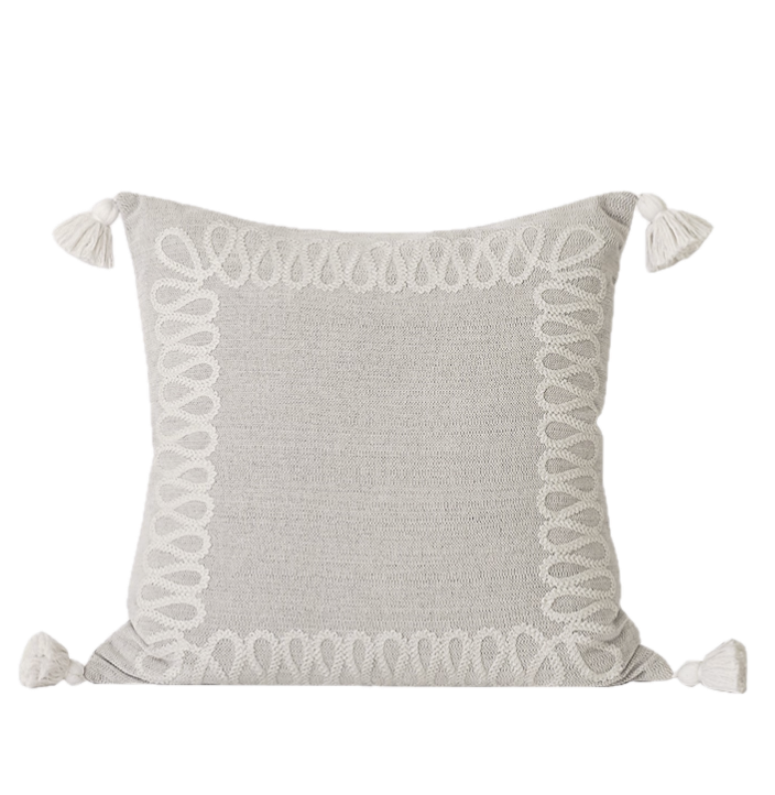 Nina Cushion – Handcrafted Knit Pillow with Tassels