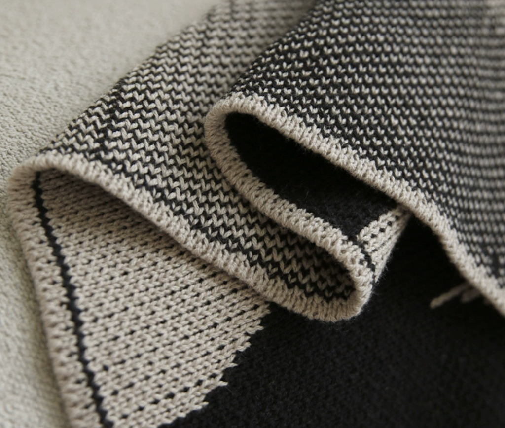 Monochrome Artistry Cotton Blanket