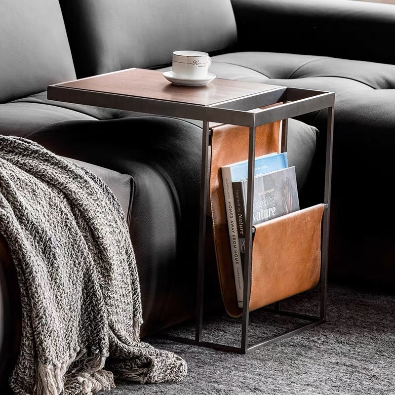 Noland Leather Pouch Side Table